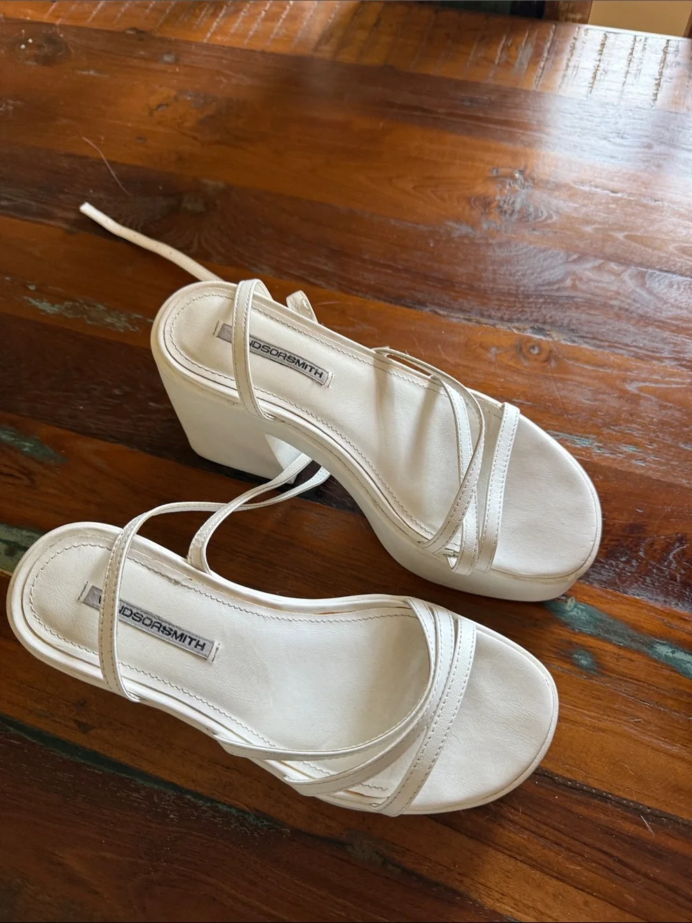 Windsor Smith Cream Strappy Platform Sandals